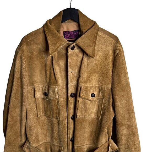 American Vintage 70’s Head Northwest Suede Leather Hippie Coat Large - Picture 2 of 7